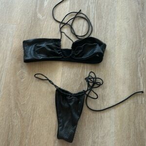 Black Snakeskin Micro string bikini black Medium